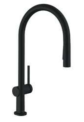 keukenmengkraan Hansgrohe blad/kraangat eengreeps zwart