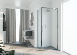Douchedeur, Novellini Kuadra 2.0, draaideur met vast paneel, B: 670 - 710mm, H: 2000mm, veiligheidsglas