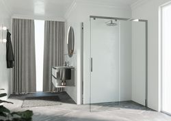 Douchedeur, Novellini Kuadra 2.0, draaideur tweedelig, H: 200mm, veiligheidsglas