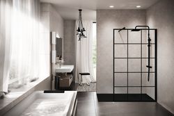 Douche à l'italienne, Novellini Kuadra, 2000x1200mm, verre de sécurité imprimé, noir