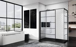 Douche à l'italienne, Novellini Kuadra, 2000x1600mm, verre de sécurité imprimé, noir