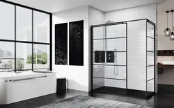 Inloopdouche, Novellini Kuadra, 2000x1600mm, veiligheidsglas bedrukt, zwart