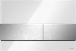 TECEsquare WC-bedieningsplaat van glas voor duospoeltechniek, glas wit, toetsen rvs geborsteld