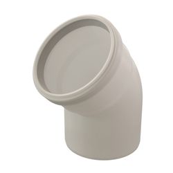 Enkelwandige rookgasbocht, Ubbink Rolux, 45°, Ø125mm, kunststof, met lipring
