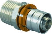 Pièce de transition à sertir, laiton, 14/2mm x 1/2" M, Uponor MLC Press