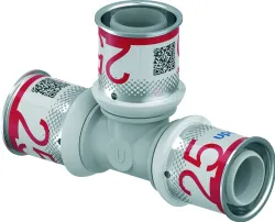 Té à sertir plastique, 25/2.5mm, FFF, eau potable, Uponor S-Press PLUS PPSU