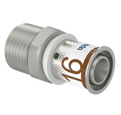 Persovergangsstuk, messing, 16/2mm x 1/2" M, Uponor S-Press PLUS