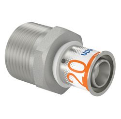 Persovergangsstuk, messing, 20/2.25mm x 1" M, Uponor S-Press PLUS