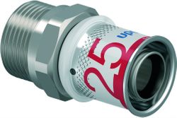 Persovergangsstuk, messing, 25/2.5mm x 22mm M, Uponor S-Press PLUS
