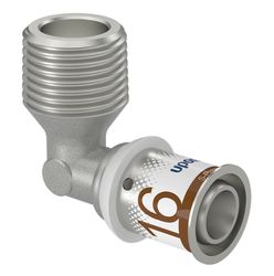 Persovergangsknie 90°, messing, 16/2mm x 1/2" M, (drink)water, Uponor S-Press PLUS