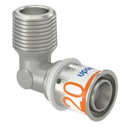Persovergangsknie 90°, messing, 20/2.25mm x 1/2" M, (drink)water, Uponor S-Press PLUS
