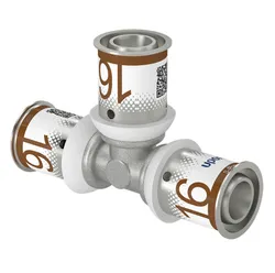 Té à sertir laiton, 16/2mm, FFF, eau potable, Uponor S-Press PLUS