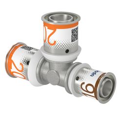Persverloop-T, messing, 20/2.25x20/2.25x16/2mm FFF, (drink)water, Uponor S-Press PLUS
