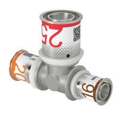 Persverloop-T, messing, 20/2.25x25/2.5x16/2mm FFF, (drink)water, Uponor S-Press PLUS