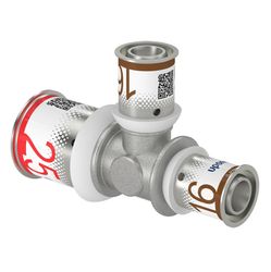 Persverloop-T, messing, 25/2.5x16/2x16/2mm FFF, (drink)water, Uponor S-Press PLUS