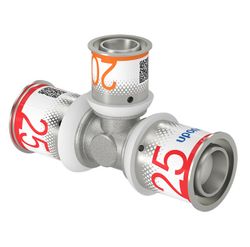 Té réduit à sertir, laiton, 25/2.5x20/2.25x25/2.5mm FFF, eau potable, Uponor S-Press PLUS