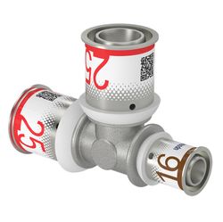 Persverloop-T, messing, 25/2.5x25/2.5x16/2mm FFF, (drink)water, Uponor S-Press PLUS