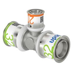 Té réduit à sertir, laiton, 32/3x20/2.25x32/3mm FFF, eau potable, Uponor S-Press PLUS