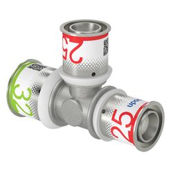 Persverloop-T, messing, 32/3x25/2.5x25/2.5mm FFF, (drink)water, Uponor S-Press PLUS