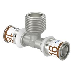 Té de transition à sertir, laiton, 16/2 x 1/2" x 16/2 M, eau potable, Uponor S-Press PLUS