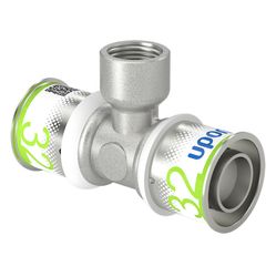 Té de transition à sertir, laiton, 32/3 x 1/2" x 32/3 F, eau potable, Uponor S-Press PLUS