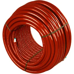 Geïsoleerde meerlagenbuis 6 mm, Uponor UniPipe PLUS, 16x2mm, rood, flexibel, 75m