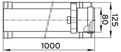 Concentrische rookgasbuis, Vaillant, kunststof/inox, 80/125mm, L=1000mm