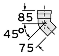 Enkelwandige rookgasbocht, Vaillant, 45°, Ø80mm, kunststof, met lipring