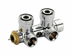 H-onderblok, Vasco, 3/4" ek, haaks, één/tweepijp, messing