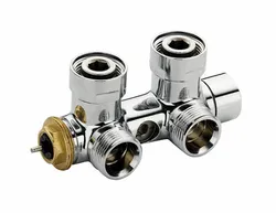 H-onderblok, Vasco, 3/4" ek, haaks, één/tweepijp, messing