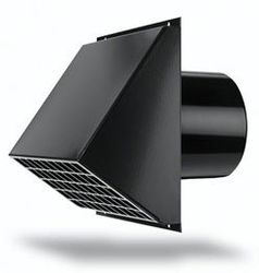 Buitenluchtrooster, Vasco D, rechthoekig 255x240mm, kanaaldiam. Ø150mm, aluminium zwart