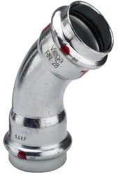 Persbocht 45°, staal, 22mm FF, verwarming, Viega Prestabo 1126