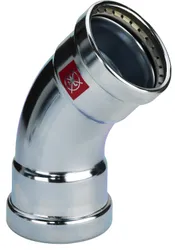 Persbocht 45°, staal, 64mm FF, verwarming, Viega Prestabo 1126XL