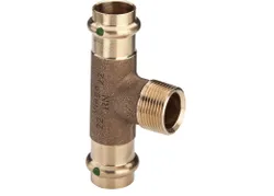 Persovergangs-T-stuk, brons, 28 x 3/4" x 28 M, (drink)water, Viega Profipress Koper 2217.1