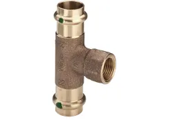 Persovergangs-T-stuk, brons, 22 x 1/2" x 22 F, (drink)water, Viega Profipress Koper 2217.2