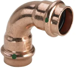 Persbocht 90°, koper, 22mm FF, (drink)water, Viega Profipress Koper 2416