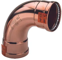 Courbe à sertir 90°, cuivre, 108mm FF, eau potable, Viega Profipress Koper 2416XL