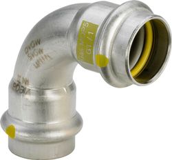 Persbocht 90°, inox, 15mm FF, gas, Viega Sanpress Inox G 0216