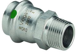 Persovergangsstuk, inox, 18mm x 3/4" M, Viega Sanpress Inox 2311