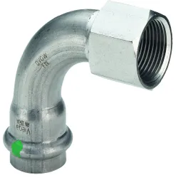 Persovergangsbocht 90°, inox, 22mm x 3/4" F, (drink)water, Viega Sanpress Inox 2314.5
