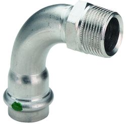 Persovergangsbocht 90°, inox, 42mm x 6/4" M, (drink)water, Viega Sanpress Inox 2314