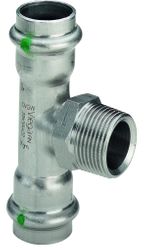 Persovergangs-T-stuk, inox, 35 x 3/4" x 35 M, (drink)water, Viega Sanpress Inox 2317.1