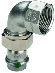 Raccord 90° 3 pièces à sertir, inox, 54 x 2" F, eau potable, Viega Sanpress Inox 2355