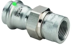 Pers-3-delige koppeling, inox, 22 x 3/4", F, (drink)water, Viega Sanpress Inox 2362