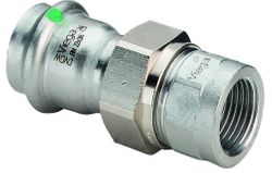 Pers-3-delige koppeling, inox, 28 x 3/4", F, (drink)water, Viega Sanpress Inox 2362
