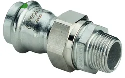 Pers-3-delige koppeling, inox, 18 x 1/2", M, (drink)water, Viega Sanpress Inox 2365