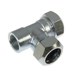 Knelovergangs-T-stuk, messing, 15 x 1/2" x 15 F, verwarming, VSH VSH Klem 112