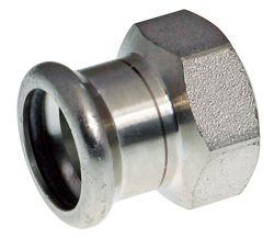 Persovergangsstuk, inox, 15mm x 1/2" F, VSH XPress RVS 304