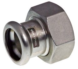 Raccord 2 pièces à sertir, inox, 15mm x 3/4" FF, chauffage, VSH XPress RVS 304