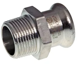 Persovergangsstuk, inox, 18mm x 1/2" M, VSH XPress RVS 304